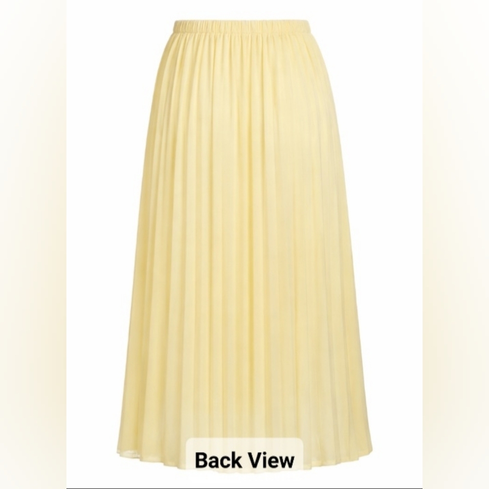 Sadie & Love Butter Yellow Pleated Midi Skirt Size XL Elastic Waist Chiffon - Picture 4 of 6
